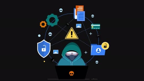 Hacker Man Working On Laptop Alpha Channel 4K