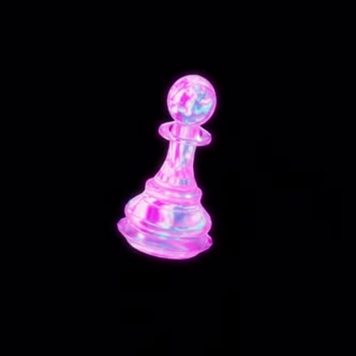 Holographic Iridescent Chess Pawn Rotating Loop Animation