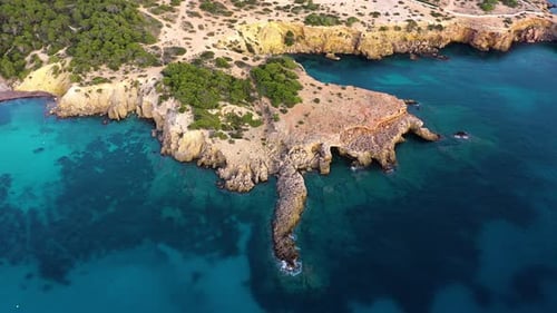 Aerial view of Ibiza Island, Balearic Island, Spain.