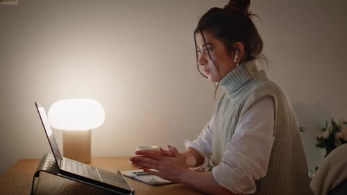 Woman on Laptop Computer Having a Video Call