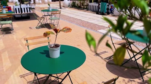Cafe Tables on Sunny Day