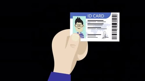 Hand Holding An Id Card Alpha Channel 4K