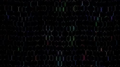 Abstract Hexagon Grid Background with Shifting Colorful Lights