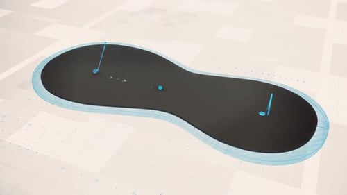 Ein Golfspiel in virtueller Realität mit holographischen Oberflächenelementen. Animation beim Golfen in einer
Schleife