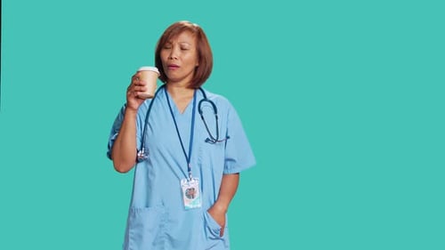 Nurse Surprised By Coffee Aroma