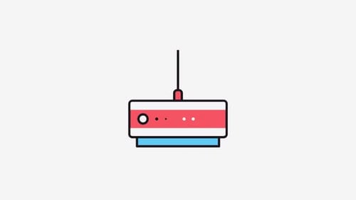 Animated Flat Design WiFi Router Icon Emitting Signal Waves
