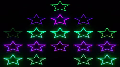 Turquoise And Purple Neon Star Lights Moving Background Vj Loop In 4K