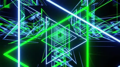 Vj Loop Of The Triangle Blue And Green Laser Show Background For Party HD