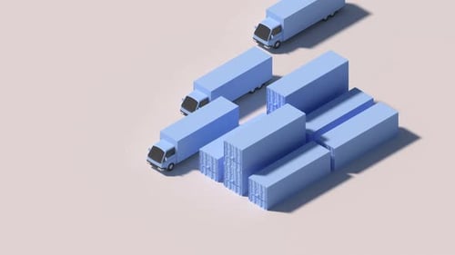 Animated Geometric Logistics with Trucks and Shipping Containers