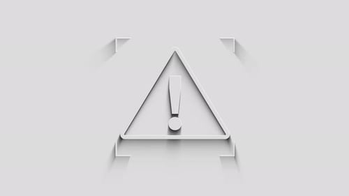 Animated Warning Sign Icon with Modern Long Shadow Effect