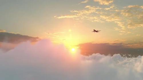Airplane Flying Above Clouds