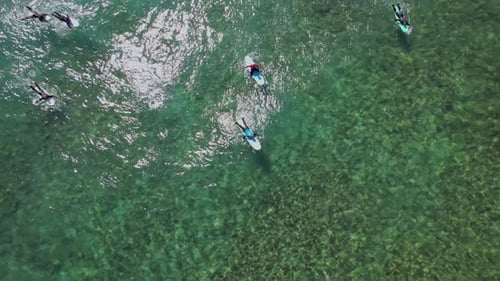 Surfistas en las olas, popular playa de surf en las Islas Canarias