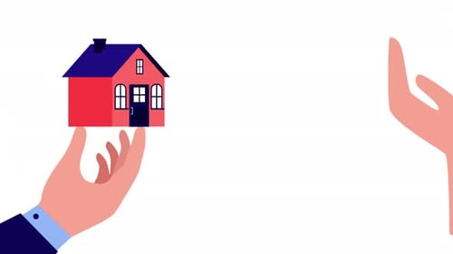 Flat Design House for Money Transaction Animation