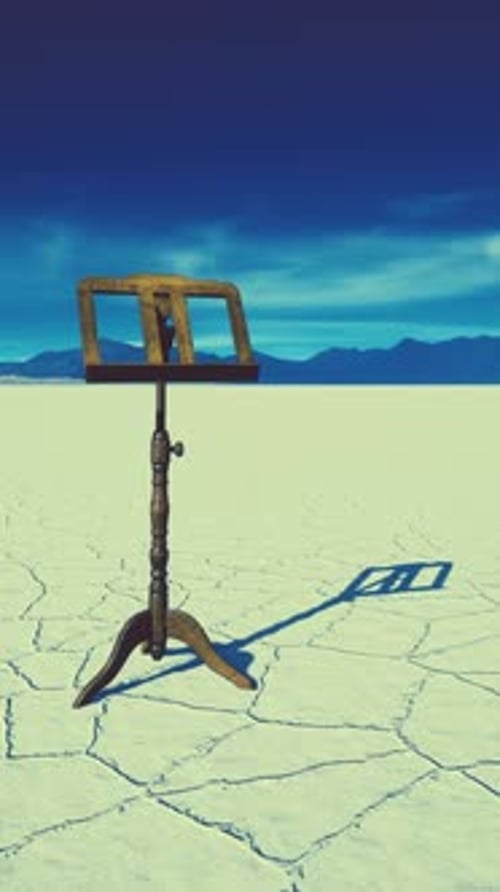 an Old Music Stand is on White Salt Desert