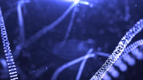 Abstract Blue Particle Strands Digital Network Loop Background