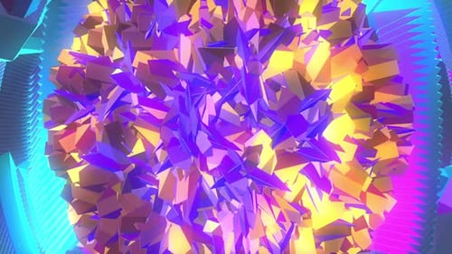 Dynamic Neon Geometric Shards Pulsating Abstract Background