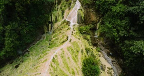 Aerial Drone of Hot Waterfall Davao Philippines