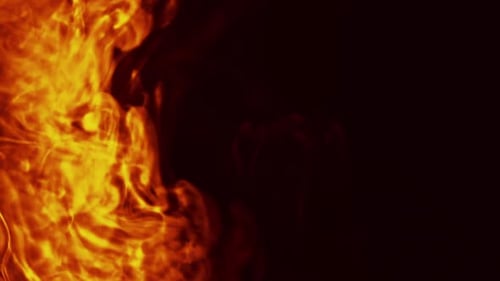 Vertikales Feuer, Flamme, brennender Hintergrund, Orange, Dunkel