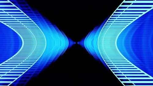 Himmelblaue abstrakte VJ-Loop-Ringe im Weltraumhintergrund