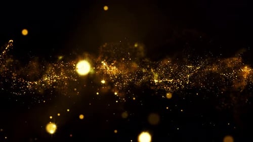 Abstract Golden Glitter Particle Flow Background