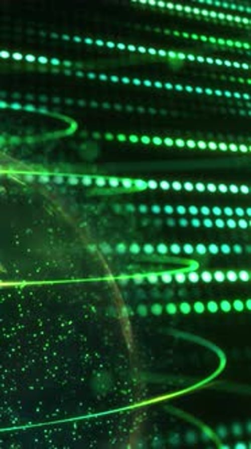 Glowing Green Futuristic Digital Network Data Background