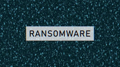Concept de ransomware sur code binaire informatique.