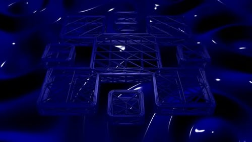Abstract Blue Glowing Geometric Wireframe Background Loop