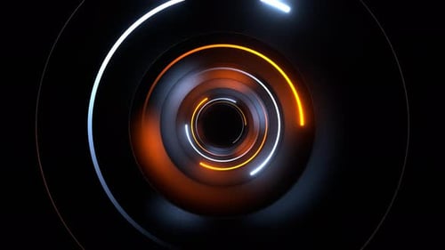 Orange And Lighting Blue Neon Spiral Light In Corrugat Background Vj Loop In 4K