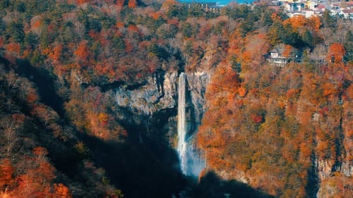 view from the top of the mountain, the autumn forest.