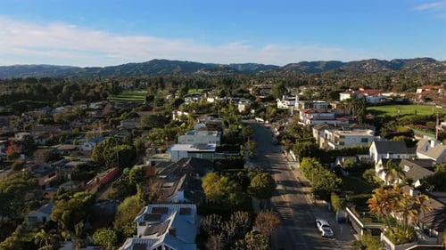Aerial Panorama of Los Angeles California Residential Area with Hills