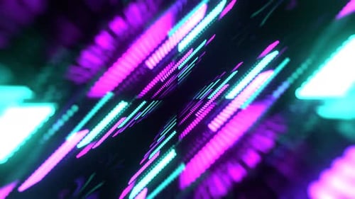Dynamischer LED-Soundwave-Bewegungshintergrund, VJ Loop in 4K, Violett und Türkis