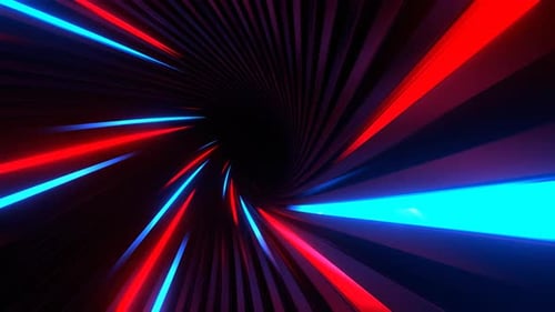 Red And Blue Amazing Neon Spiral Tunnel Background Vj Loop In 4K