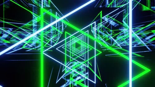 Vj Loop Of The Triangle Blue And Green Laser Show Background For Party 4K