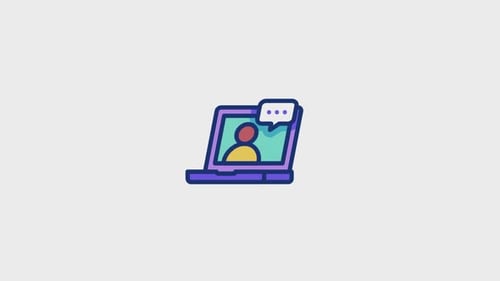 Animated Flat Design Laptop Video Call Icon