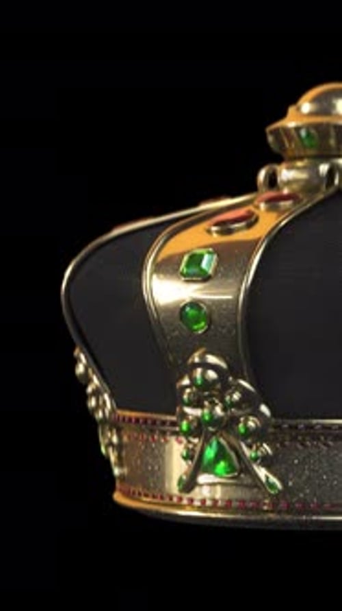 Luxury Golden Crown with Gems Rotating Animation