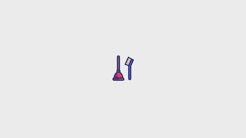Minimalist Animated Plunger and Toilet Brush Icon