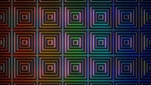 Red To Blue On Black Abstract Neon Glowing Square Type Patterns Background Vj Loop Animation In 4K