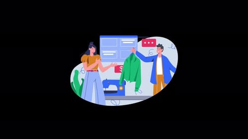 Animated Flat Design Illustration of Fashion Creation and Sales