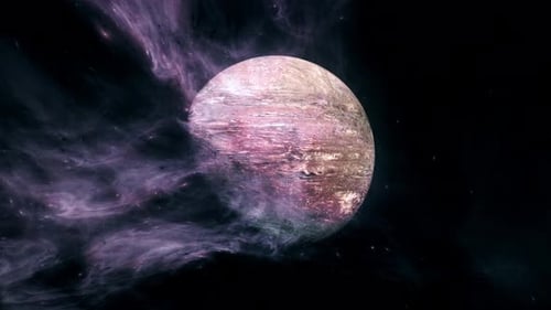 Abstract Rotating Planet with Dynamic Purple Nebula Stream