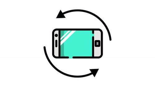 Ícone animado de rotação do telefone, animação de ícone de linha plana, vídeo de canal alfa isolado