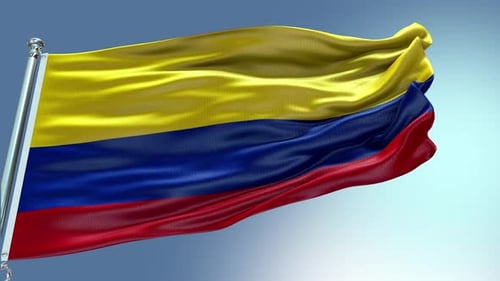 Realistic 3D Animation of Colombia National Flag Waving