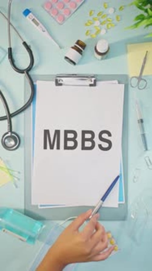 VERTICAL VIDEO OF MBBS WRITTEN ON MEDICAL PAPER