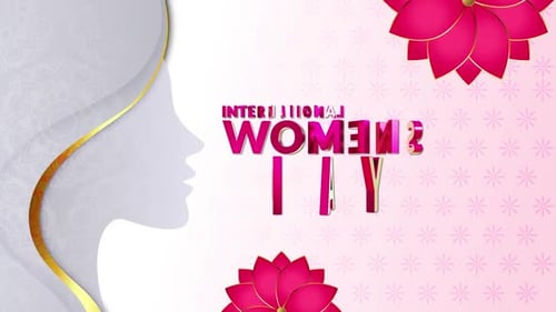 International Women's Day Elegant Text Animation with Flowers