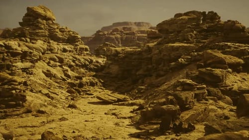 Erosionformed Passage Showcasing Aged Sedimentary Layers and Atmospheric Mood