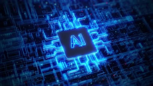 AI Processor Chip Animated Digital Circuit Board Background Loop