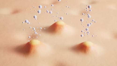 Microscopic Skin Surface Healing with Bubbles Animation