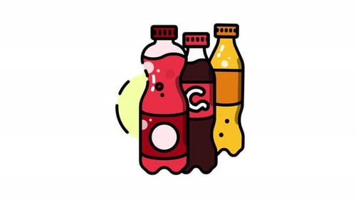 Flat Design Animation of Refreshing Soda Bottles