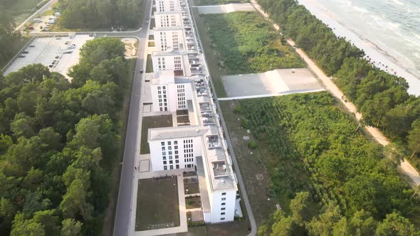 Aerial view of Prora on Rügen Island, showing the historic seaside ...