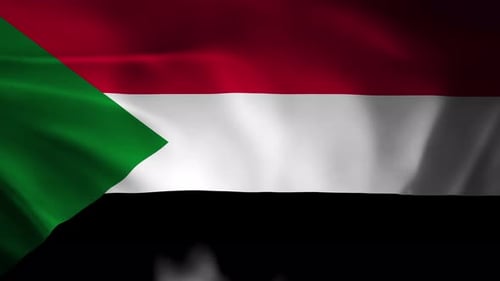 Animated Flag of Sudan with Realistic Waving Fabric