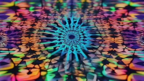 Vibrant Psychedelic Kaleidoscope Geometric Pattern Loop